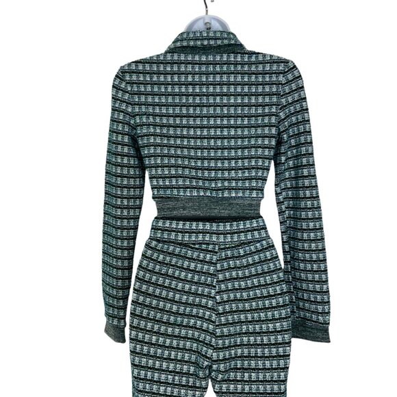 Shane Justin Runway Class Act Set S Green Tweed Legging Crop Jacket Streetwear - Picture 8 of 12
